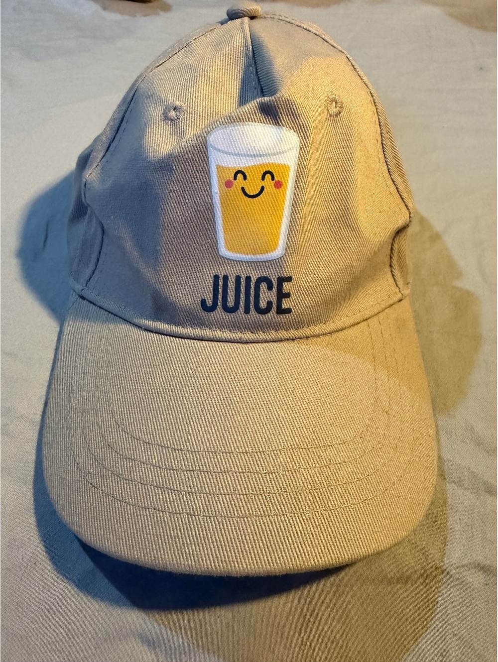 Beige Gertex Baseball Cap with Smiling Juice Glass Embroidery